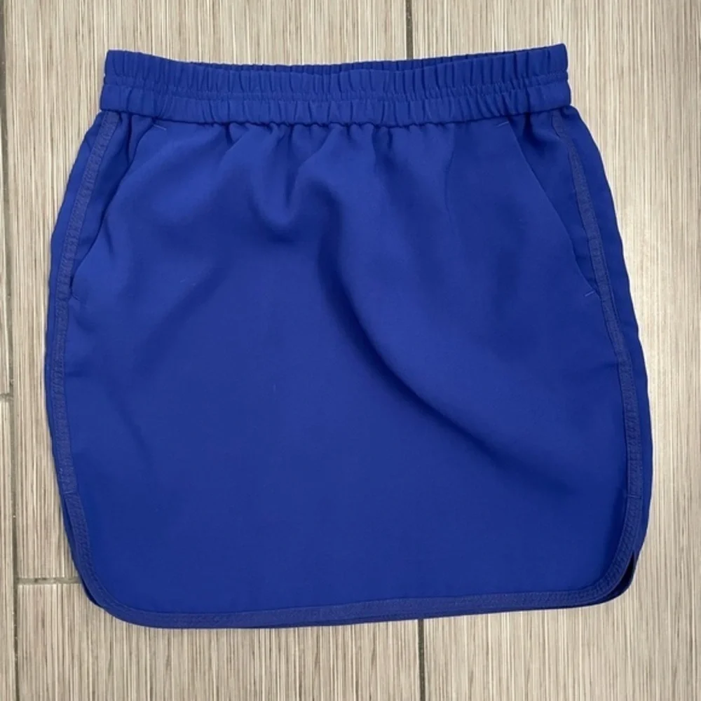 J.Crew Factory Royal Blue Skirt with Tuxedo Stripe, Pockets & Elastic Waist
